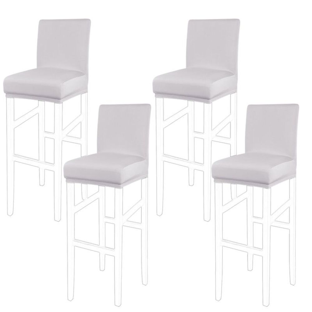 Stretch Bar Stool Covers Pub Counter Height Side Chair Silver Grey 4pcs